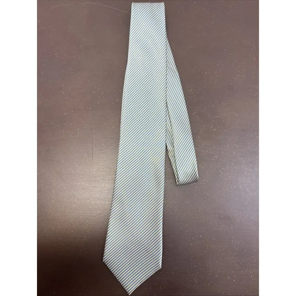 STEFANO RICCI Luxury Collection Silk Necktie ITALY Striped Yellow Blue Mens Tie